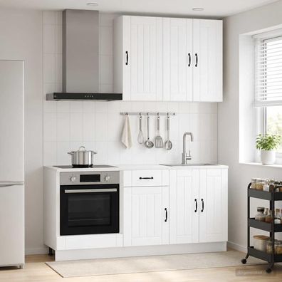 vidaXL Kücheneinheit LUCCA 5 pcs Weiß Holzwerkstoff