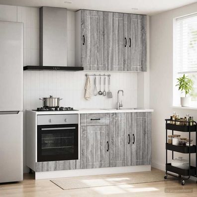 vidaXL Kücheneinheit LUCCA 5 pcs Grau Sonoma Holzwerkstoff