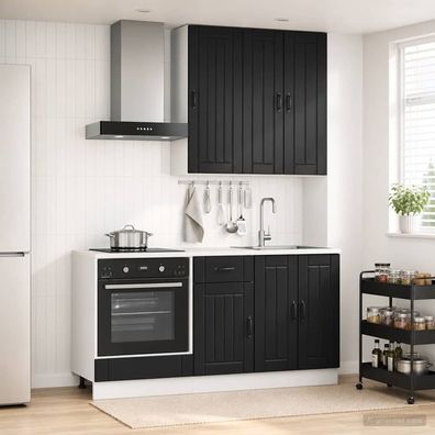 vidaXL Kücheneinheit LUCCA 5 pcs Schwarz Holzwerkstoff