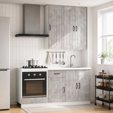 vidaXL Kücheneinheit LUCCA 5 pcs Betongrau Holzwerkstoff