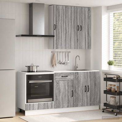 vidaXL Kücheneinheit LUCCA 5 pcs Grau Sonoma Holzwerkstoff