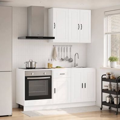 vidaXL Kücheneinheit PORTO 5 pcs Weiß Holzwerkstoff