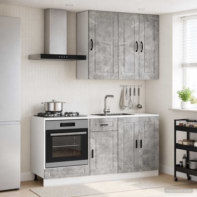 vidaXL Kücheneinheit PORTO 5 pcs Betongrau Holzwerkstoff
