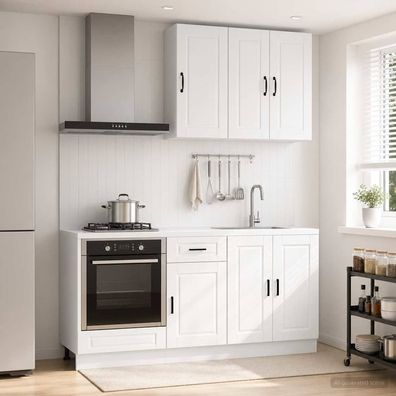 vidaXL Kücheneinheit PORTO 5 pcs Hochglanz Weiß Holzwerkstoff