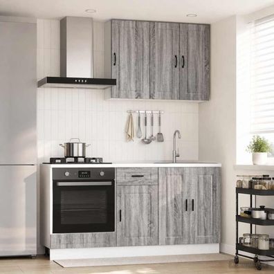 vidaXL Kücheneinheit PORTO 5 pcs Grau Sonoma Holzwerkstoff
