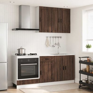 vidaXL Kücheneinheit PORTO 5 pcs Brauneiche Holzwerkstoff