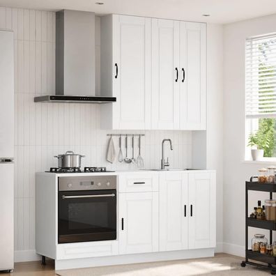 vidaXL Kücheneinheit PORTO 5 pcs Weiß Holzwerkstoff