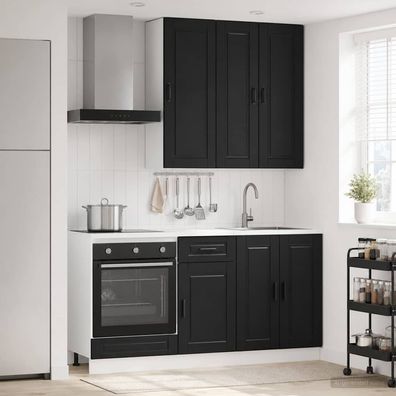 vidaXL Kücheneinheit PORTO 5 pcs Schwarz Holzwerkstoff