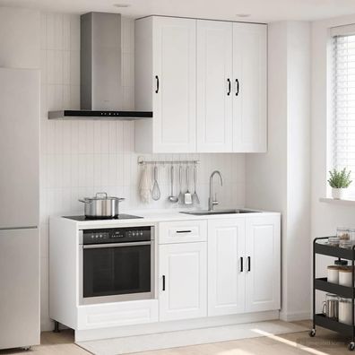 vidaXL Kücheneinheit PORTO 5 pcs Hochglanz Weiß Holzwerkstoff