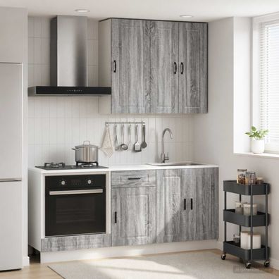 vidaXL Kücheneinheit PORTO 5 pcs Grau Sonoma Holzwerkstoff