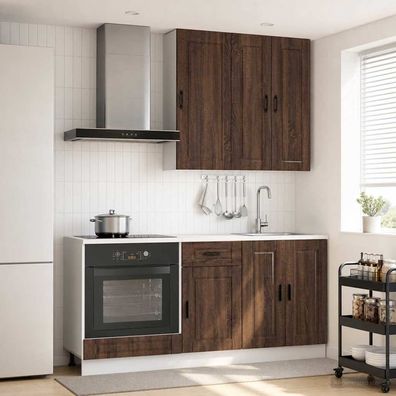 vidaXL Kücheneinheit PORTO 5 pcs Brauneiche Holzwerkstoff