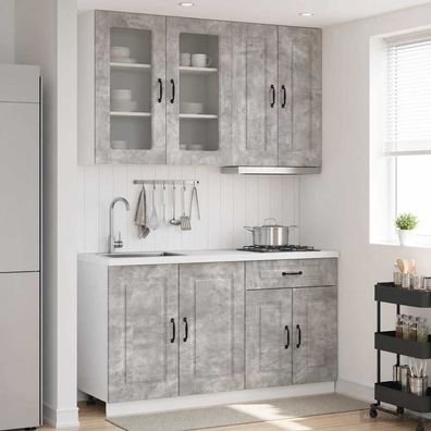 vidaXL Kücheneinheit KALMAR 4 pcs Betongrau Holzwerkstoff