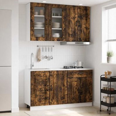 vidaXL Kücheneinheit KALMAR 4 pcs Geräucherte Eiche Holzwerkstoff