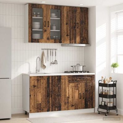 vidaXL Kücheneinheit KALMAR 4 pcs Altholz Holzwerkstoff