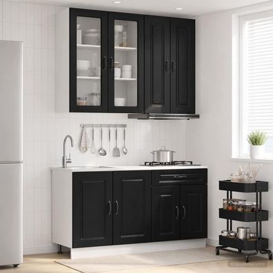 vidaXL Kücheneinheit KALMAR 4 pcs Schwarz Holzwerkstoff