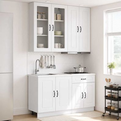 vidaXL Kücheneinheit KALMAR 4 pcs Hochglanz Weiß Holzwerkstoff