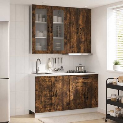 vidaXL Kücheneinheit KALMAR 4 pcs Geräucherte Eiche Holzwerkstoff