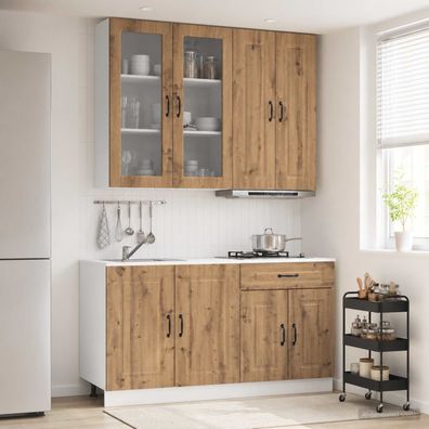 vidaXL Kücheneinheit KALMAR 4 pcs Artisan-Eiche Holzwerkstoff