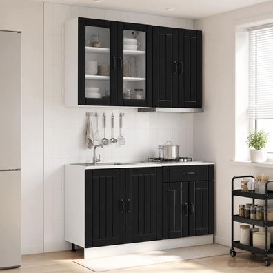 vidaXL Kücheneinheit LUCCA 4 pcs Schwarz Holzwerkstoff