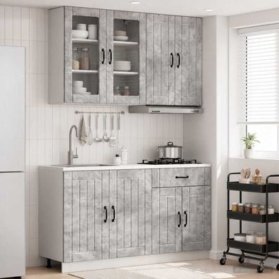 vidaXL Kücheneinheit LUCCA 4 pcs Betongrau Holzwerkstoff