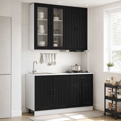 vidaXL Kücheneinheit LUCCA 4 pcs Schwarz Holzwerkstoff