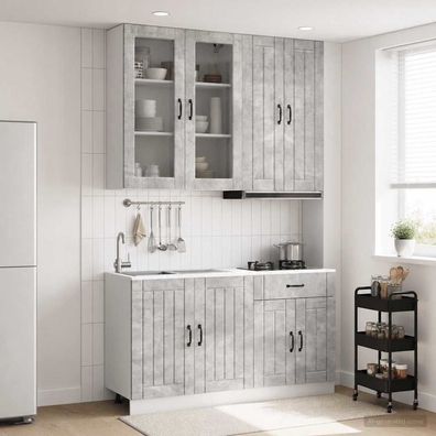 vidaXL Kücheneinheit LUCCA 4 pcs Betongrau Holzwerkstoff