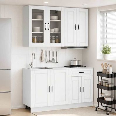 vidaXL Kücheneinheit PORTO 4 pcs Weiß Holzwerkstoff