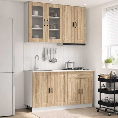 vidaXL Kücheneinheit PORTO 4 pcs Sonoma-Eiche Holzwerkstoff