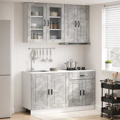 vidaXL Kücheneinheit PORTO 4 pcs Betongrau Holzwerkstoff