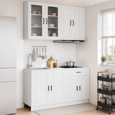 vidaXL Kücheneinheit PORTO 4 pcs Hochglanz Weiß Holzwerkstoff
