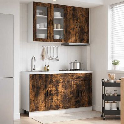 vidaXL Kücheneinheit PORTO 4 pcs Geräucherte Eiche Holzwerkstoff