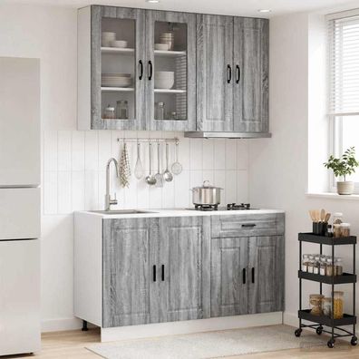 vidaXL Kücheneinheit PORTO 4 pcs Grau Sonoma Holzwerkstoff