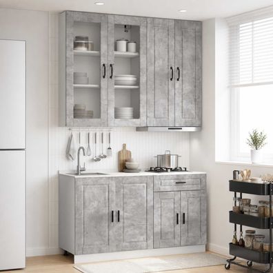 vidaXL Kücheneinheit PORTO 4 pcs Betongrau Holzwerkstoff