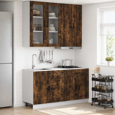 vidaXL Kücheneinheit PORTO 4 pcs Geräucherte Eiche Holzwerkstoff
