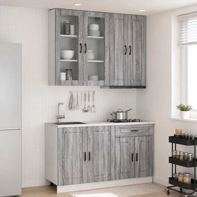 vidaXL Kücheneinheit PORTO 4 pcs Grau Sonoma Holzwerkstoff