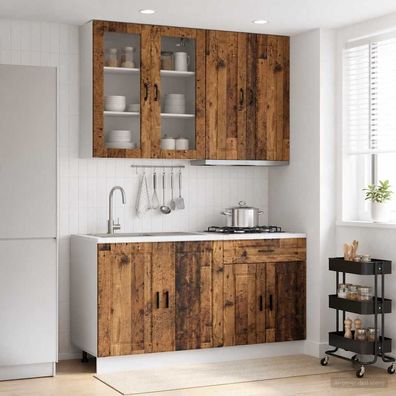 vidaXL Kücheneinheit PORTO 4 pcs Altholz Holzwerkstoff