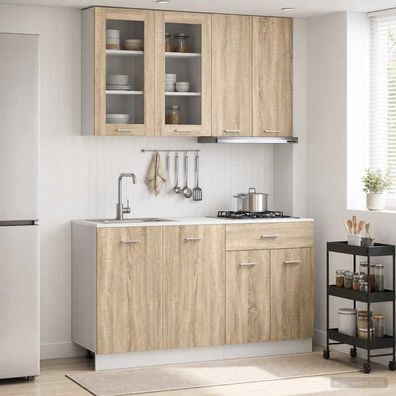 vidaXL Kücheneinheit LYON 4 pcs Sonoma-Eiche Holzwerkstoff