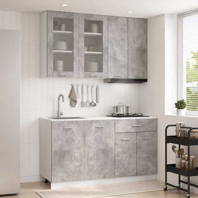 vidaXL Kücheneinheit LYON 4 pcs Betongrau Holzwerkstoff