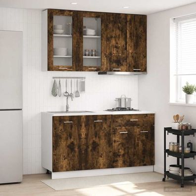 vidaXL Kücheneinheit LYON 4 pcs Geräucherte Eiche Holzwerkstoff