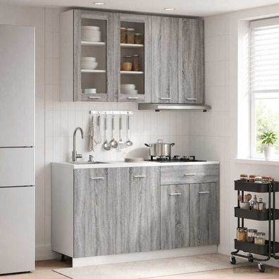vidaXL Kücheneinheit LYON 4 pcs Grau Sonoma Holzwerkstoff
