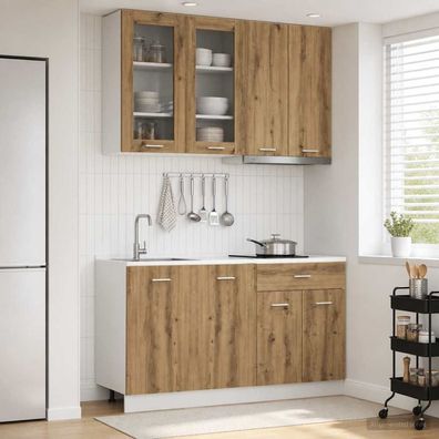 vidaXL Kücheneinheit LYON 4 pcs Artisan-Eiche Holzwerkstoff