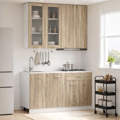 vidaXL Kücheneinheit LYON 4 pcs Sonoma-Eiche Holzwerkstoff