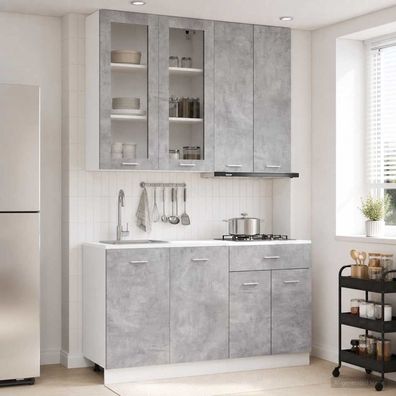 vidaXL Kücheneinheit LYON 4 pcs Betongrau Holzwerkstoff