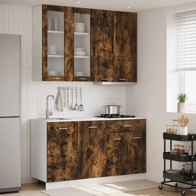 vidaXL Kücheneinheit LYON 4 pcs Geräucherte Eiche Holzwerkstoff