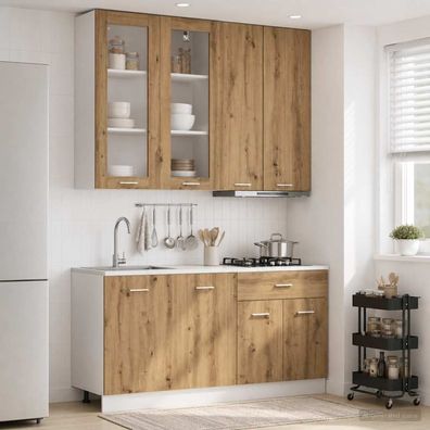 vidaXL Kücheneinheit LYON 4 pcs Artisan-Eiche Holzwerkstoff