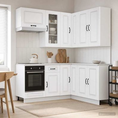 vidaXL Kücheneinheit KALMAR 8 pcs Weiß Holzwerkstoff