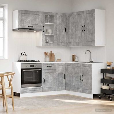 vidaXL Kücheneinheit KALMAR 8 pcs Betongrau Holzwerkstoff