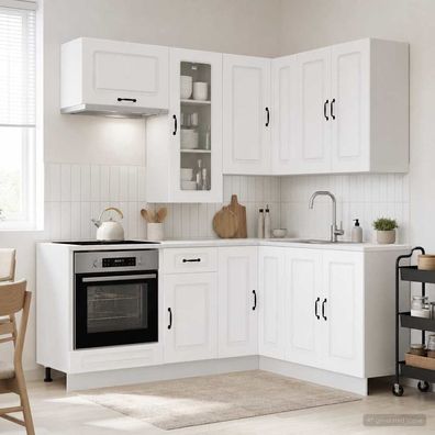 vidaXL Kücheneinheit KALMAR 8 pcs Weiß Holzwerkstoff