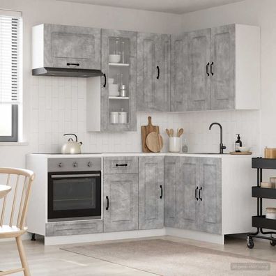 vidaXL Kücheneinheit KALMAR 8 pcs Betongrau Holzwerkstoff