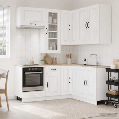 vidaXL Kücheneinheit KALMAR 8 pcs Hochglanz Weiß Holzwerkstoff